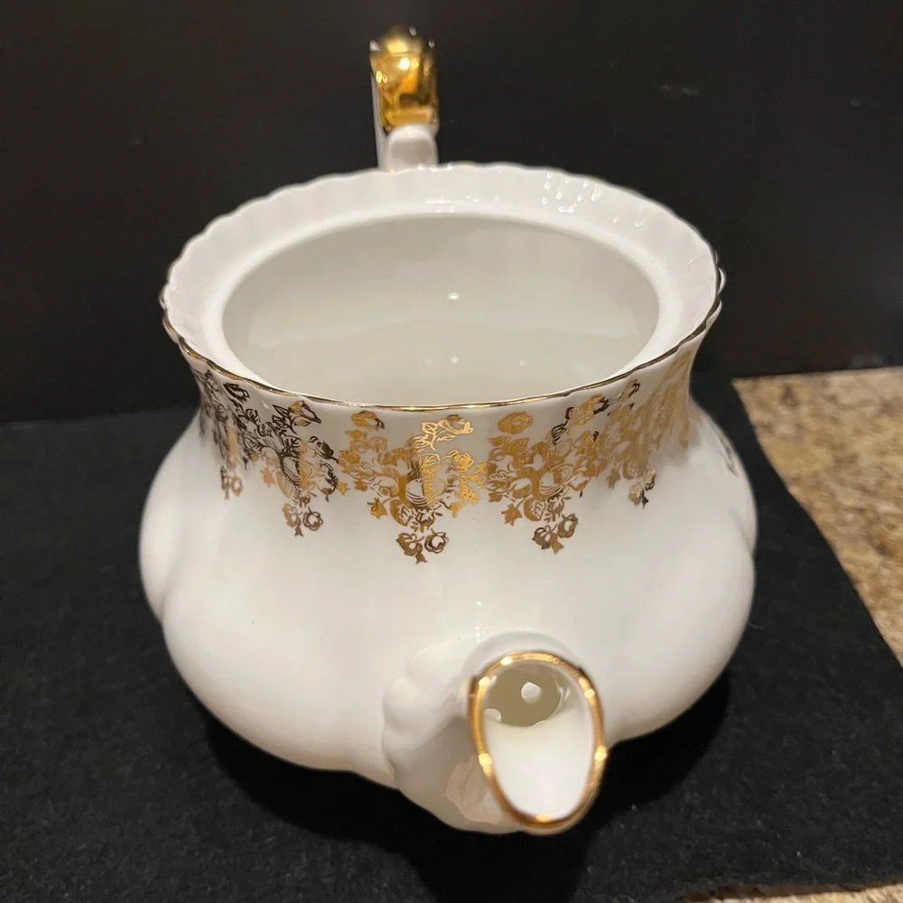 Vintage Royal Albert 50th Anniversary 6 C Teapot, Creamer, Plate, Lefton Tea Cup